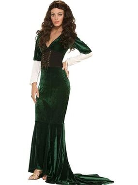 Revealing Renaissance Medieval Green Fancy Dress Adult Plus Size Costume